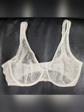 La Perla Eva Bra Ivory Sheer Floral Lace Underwire 36 D
